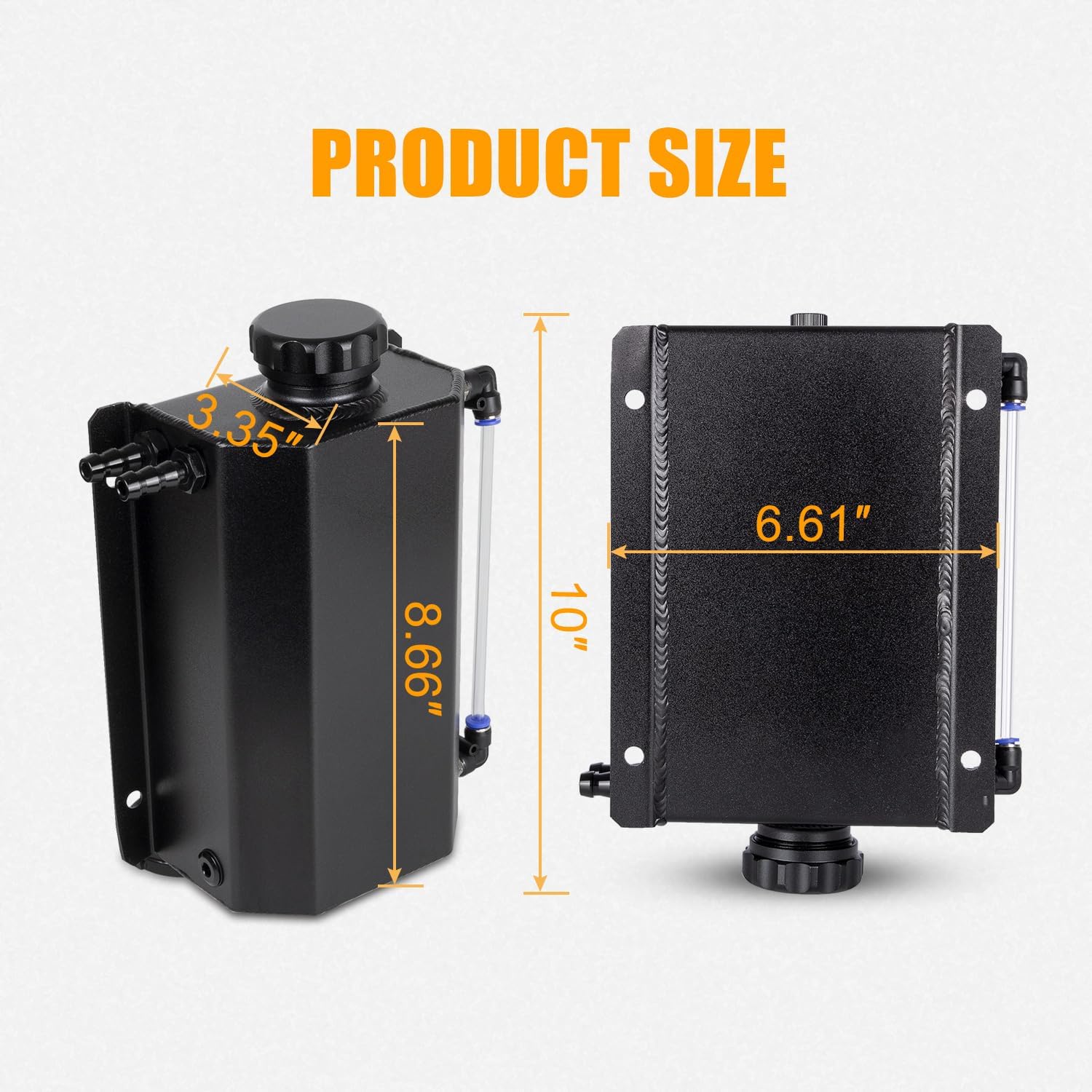 RANSOTO 2L Universal Aluminum Radiator Coolant Overflow Expansion Tank, Black Coolant Recovery Reservoir Bottle with Sealed Cap
