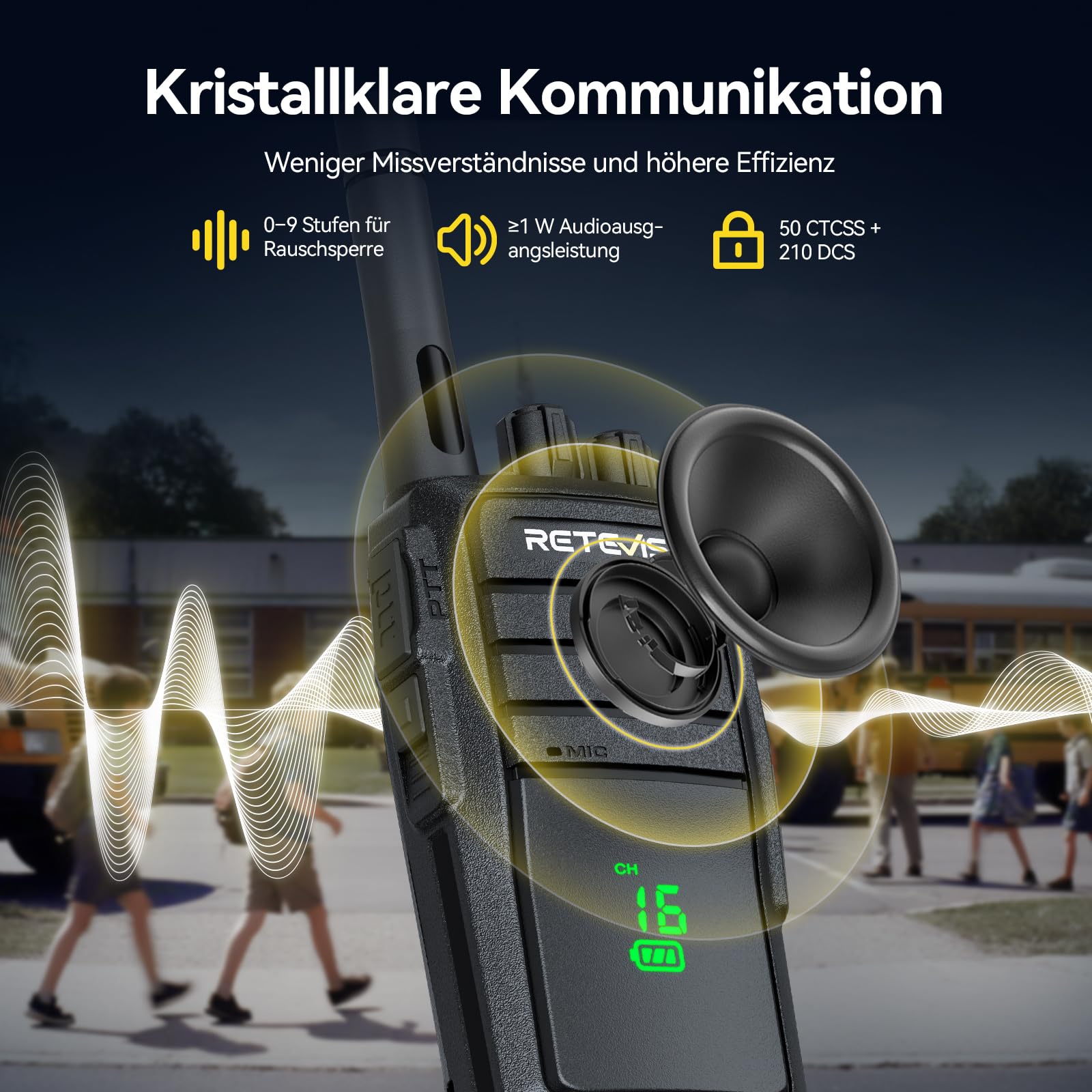 Retevis RT21H Talkie Walkies, Radio Bidirectionnelle à Écran Caché, Indice d'Étanchéité IP54, Chargeur Robuste Type-C à 6 Emplacements,Talkies-Walkie Rechargeables pour Écoles, Hôtel（6 pièces, Noir