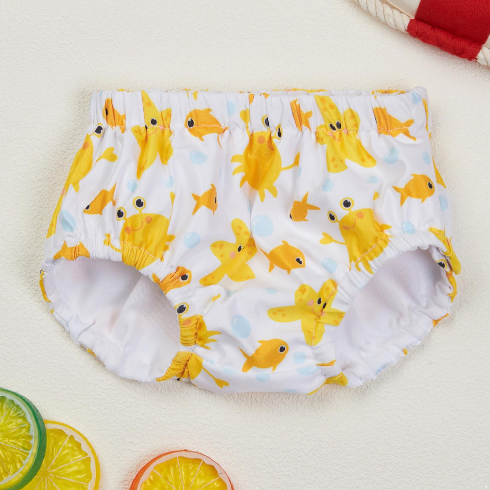 Yeahdor Baby Boy Girls Cotton Absorbent Training Pants Unisex Printed Bloomers Nappy Covers Underwear Yellow Starfish 9-12 Months