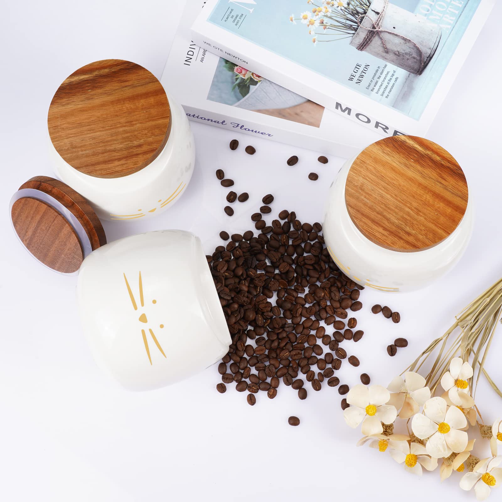 Amazon | Koolkatkoo セラミックキャニスターセット コーヒー 紅茶