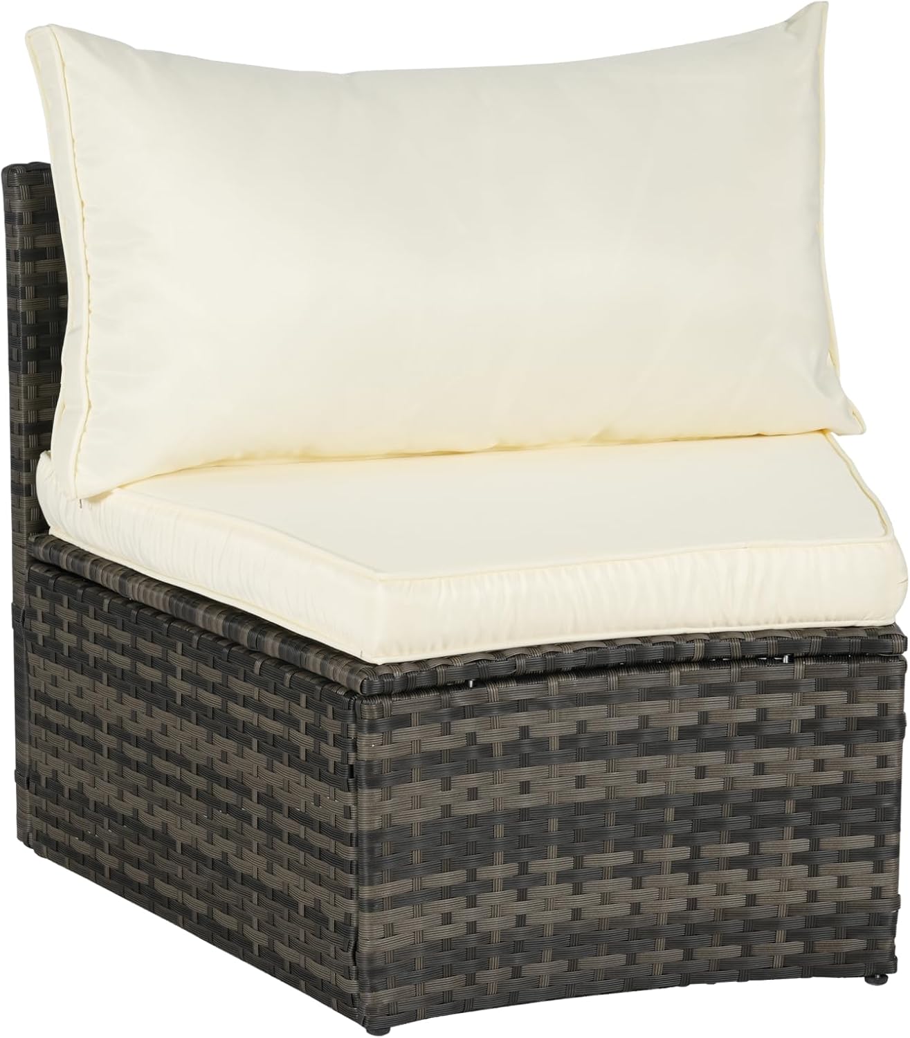 Eafurn 7 Pieces Outdoor Patio Conversation Furniture Sets All Weather Wicker PE Rattan Half-Moon Curved Sectional Sofa with Round Coffee Table, 4 Pillows & Waterproof Cover for Backyard