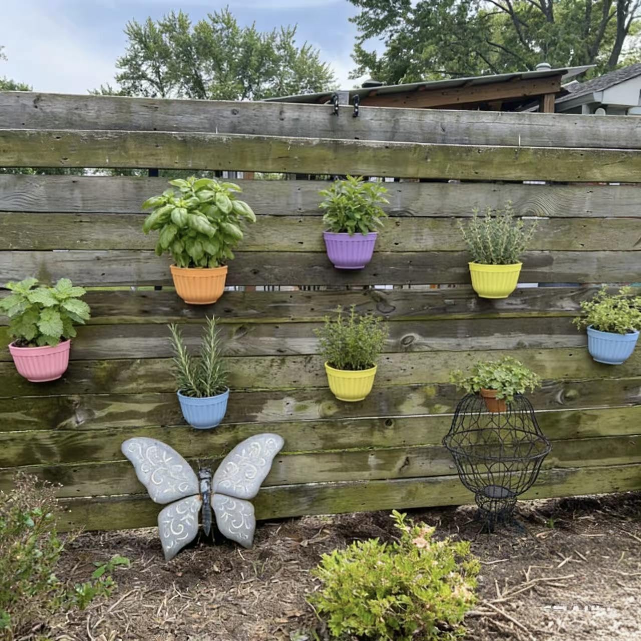 8 macetas de Resina Coloridas para Colgar en la Pared, Maceta Vertical para jardín, Sala de Estar, Ventana, para Interiores y Exteriores, Cesta de Flores para Cocina, Hierbas, balcón, barandilla,