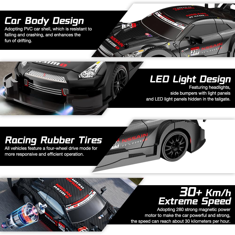 Drift 2.4G 4WD Mini RC Drift Car 1:24 zdalnie sterowany samochód z oświetleniem LED lub pilotem zdalnego sterowania dla dzieci dla chłopców i dziewcząt