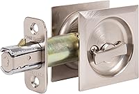 Vista 3 de Stone Harbor Hardware Cerradura de puerta de bolsillo cuadrada contemporánea, función de privacidad, fondo de 2-3/8", níquel satinado