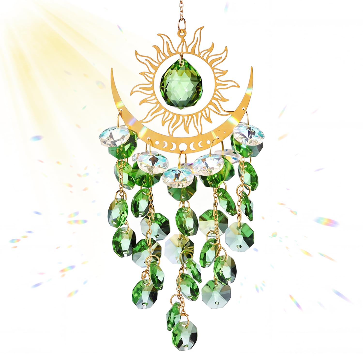 Crystal Suncatcher Sun Moon Wind Chimes Rainbow Maker Garden Sun Catcher