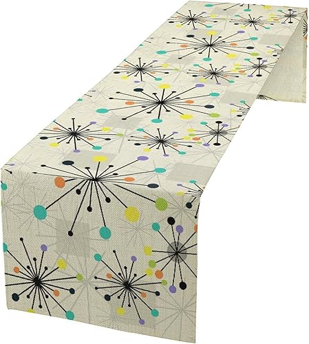 Miniatura 26 de Camino de mesa floral retro de los años 70, margarita hippie con flores de paz y amor, fiesta de cumpleaños, decoración del hogar, cocina y comedor,