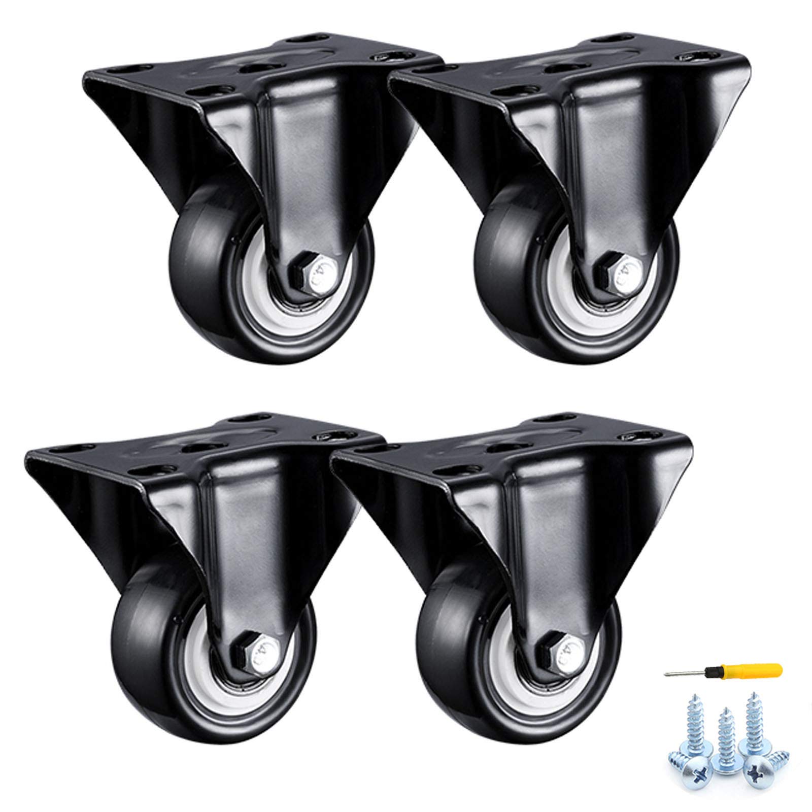 GYRAZXS Heavy Duty Swivel Caster Wheels for Furniture 4 Pack 6m (2.5in) Polyurethane Wheels with Double Bearings and Screws Ideal for Carts and Heavy Loads