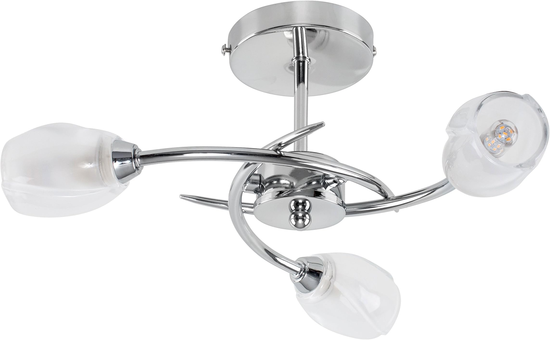 Modern Chrome 3 Way Ceiling Light with Frosted Glass Shades | Pendant Lights, Home Décor & Improvement Essential