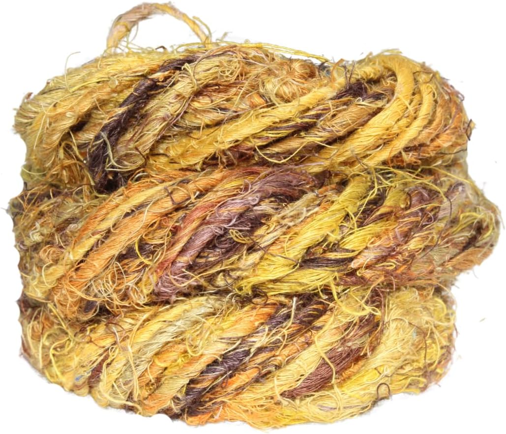 Knitsilk Artisan Mustard Linen - Chunky Handspun & Hand-Dyed Yarn | 50 Yards / 100 Grams | Natural & Premium Quality (Pack of 2)
