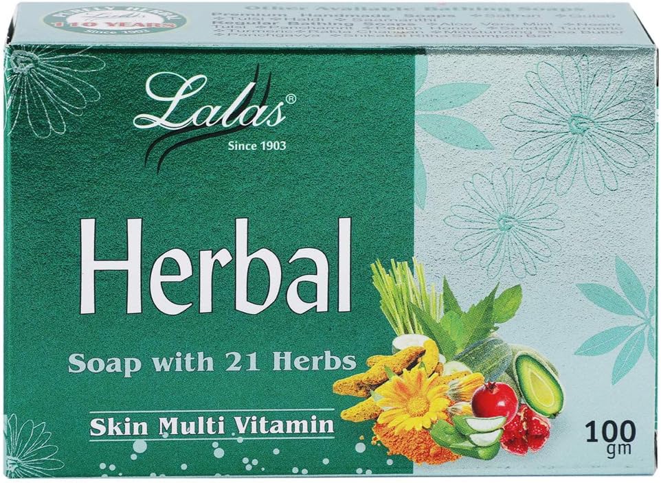 Lalas Herbal Soap with 21 Herbs 100gms- Pack Of 4
