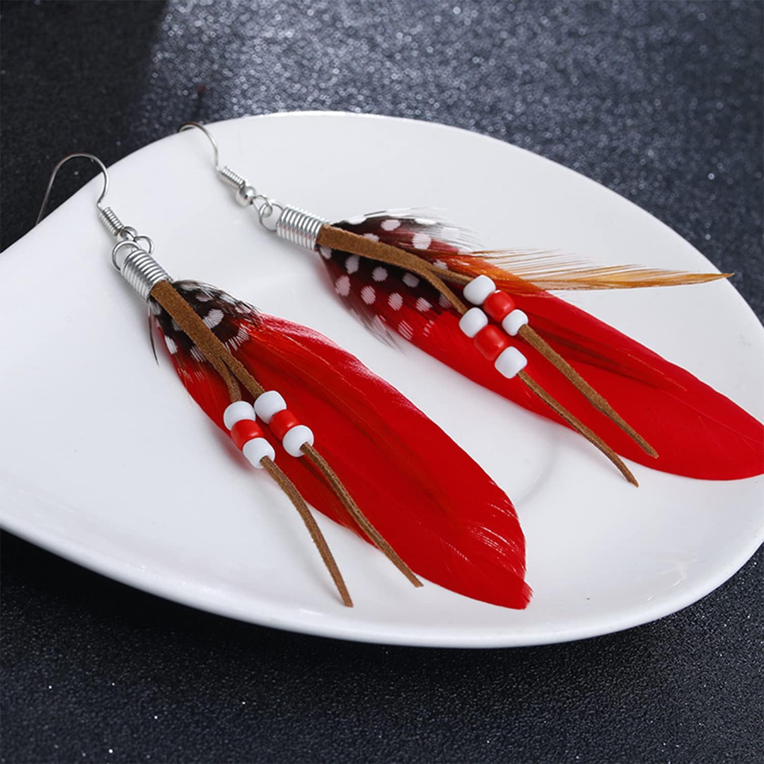 Vintage Bohemian Faux Feather Long Dangle Earrings for Women Men Tassel Hook Earring Jewellery - Image 5