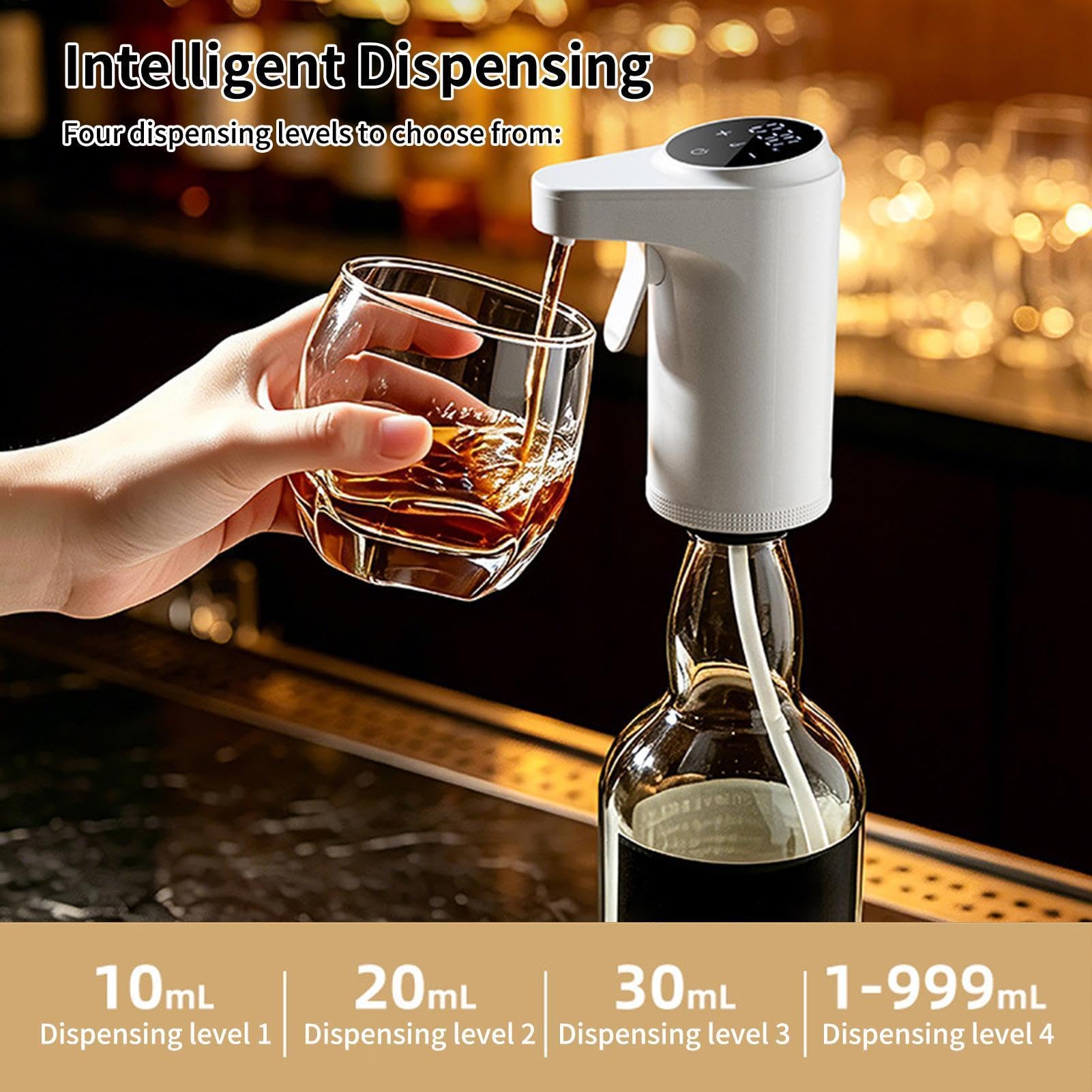 Aireador eléctrico de vino Pico de precisión recargable con LED 1-999 ml