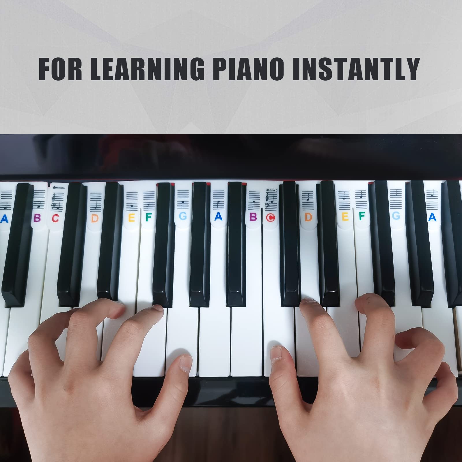 zalati Piano Keyboard Note Guide Silicone Reusable Key Labels with Box for 88 Keys Beginner - Multicolor - Image 4