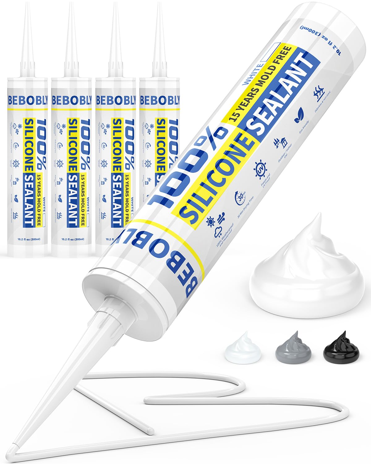 BEBOBLY White Silicone Caulk & Sealant (4 Pack)