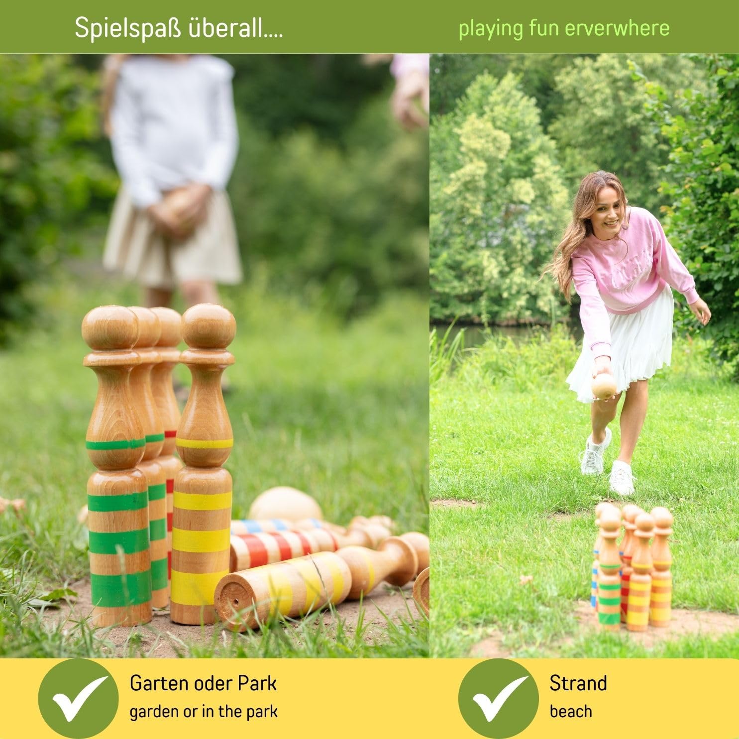 Jeu de Quilles en Bois Vintage - Wooden Skittles Game