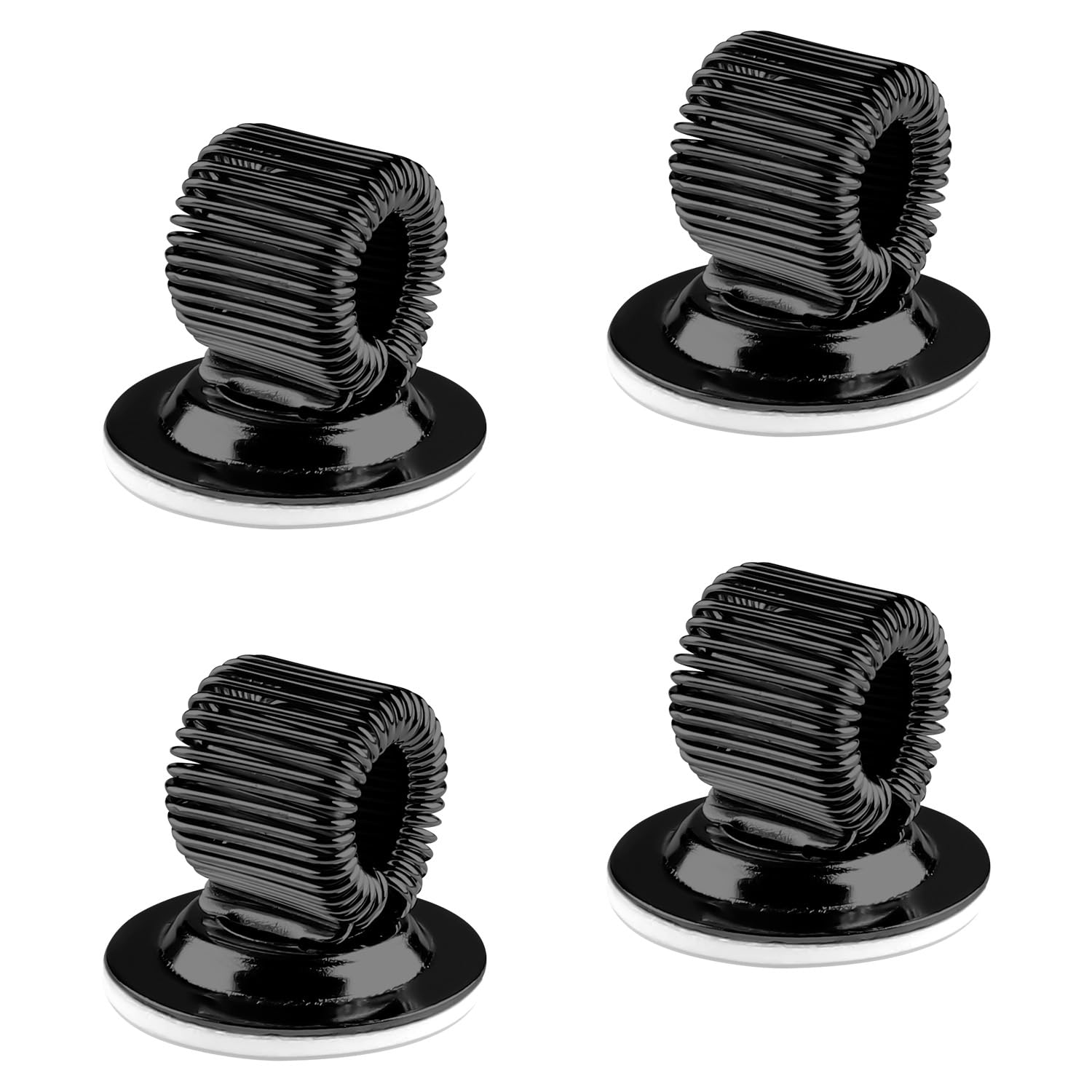 Tabanzhe Black 4Pcs Self Adhesive Pen Holder Clips – Adjustable Spring Loop Pen & Marker Organiser For Notebook, Clipboard, Fridge, Whiteboard, Bulletin Board & Office Desk(Black)