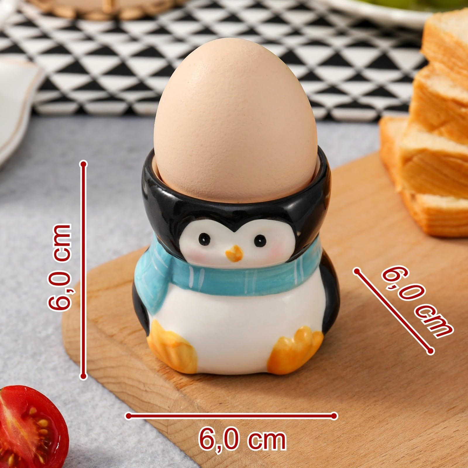 Juego de 2 hueveras de cerámica de alta calidad, diseño de pingüino dulce, porcelana, soporte para huevos, vajilla, decoración, regalo, Navidad, cumpleaños, familia, amigos, niños