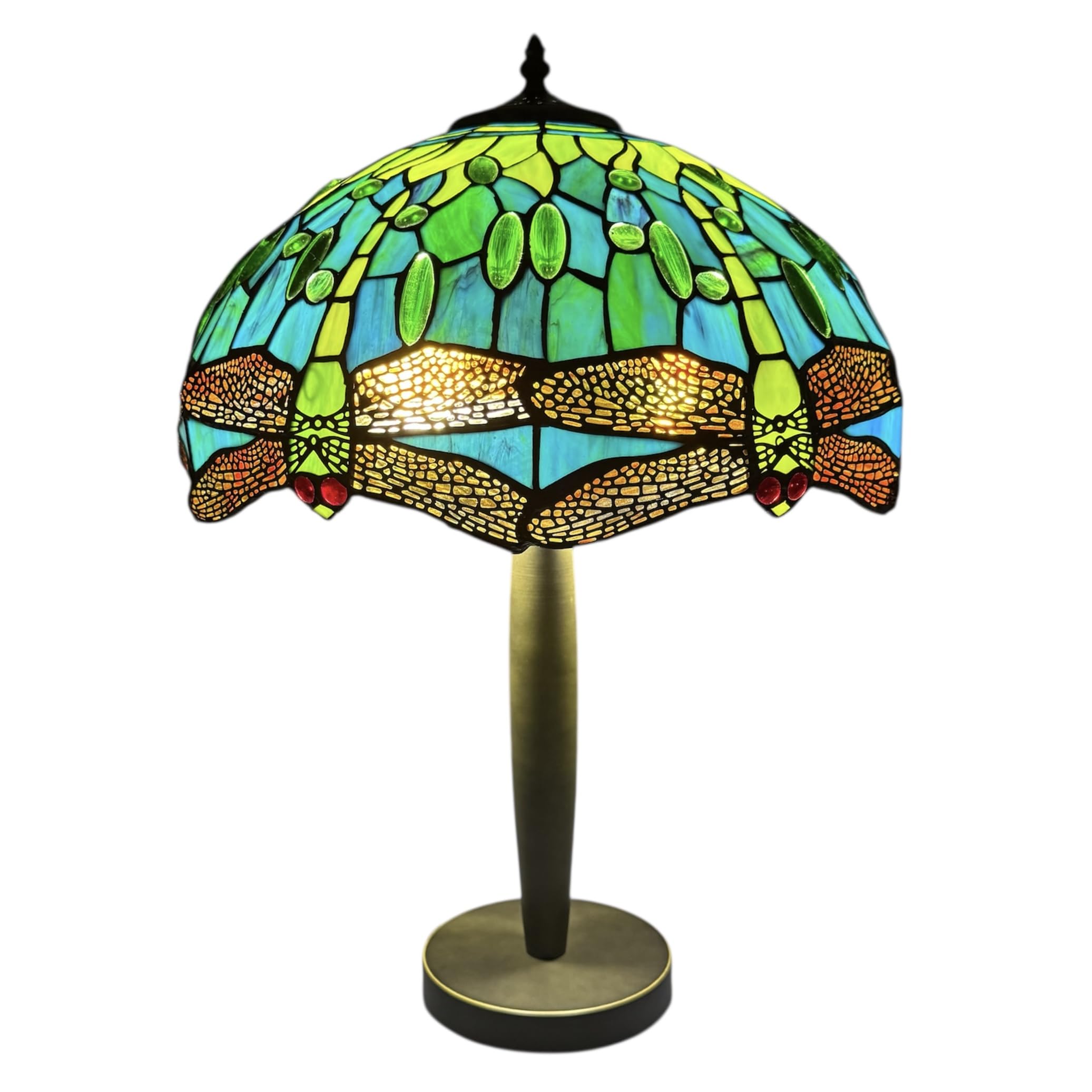 Auroh Tiffany Table Lamp 16 inch Handcrafted Stained Glass Lamp Shades Stunning Quality Antique Designs Lamps for Living Room Bedroom Bedside (1615)