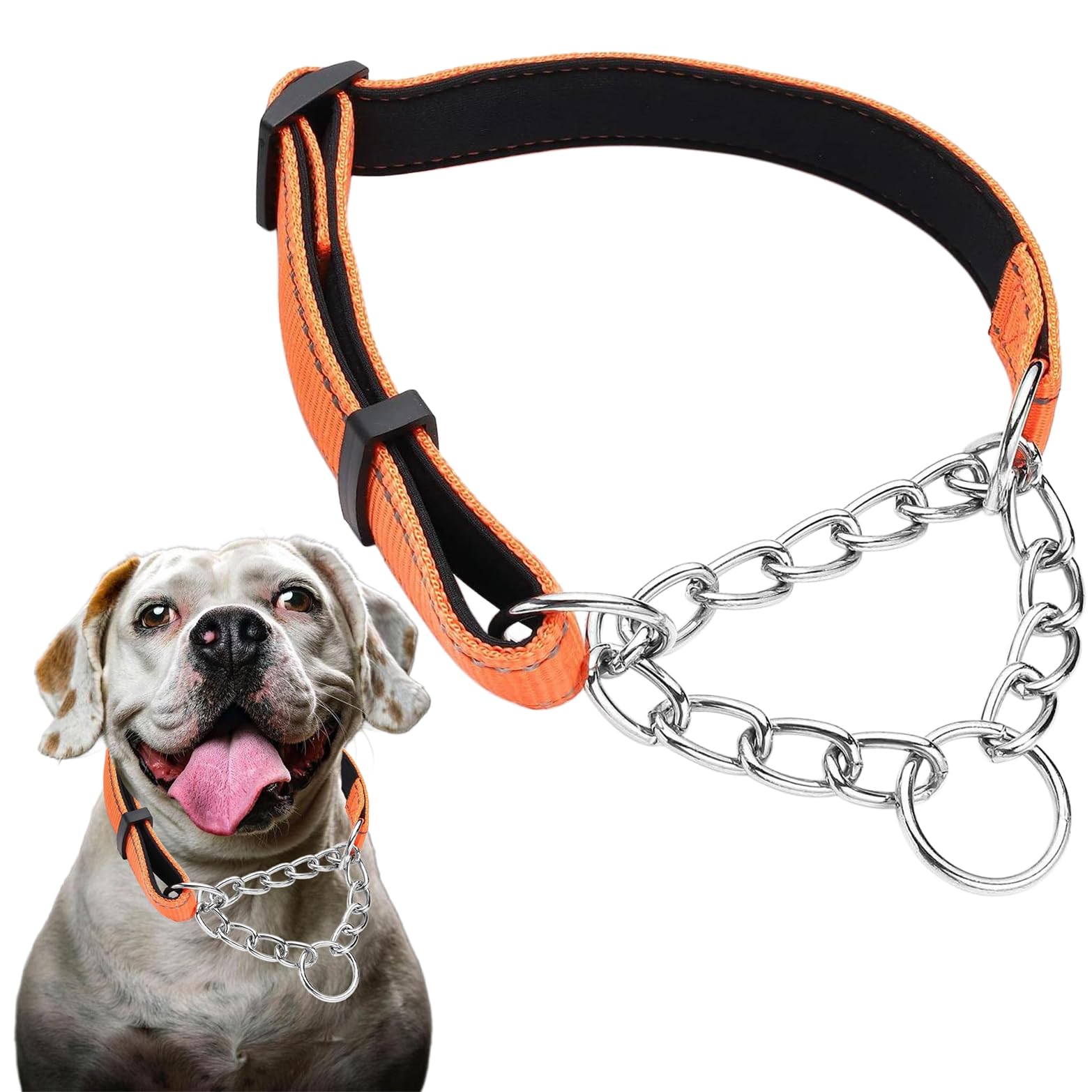 Martingale Collar for Dogs, Nylon Dog Chain Collars Adjustable For Heavy Duty Reflective Martingale Collar for Training Medium Large Big Dogs