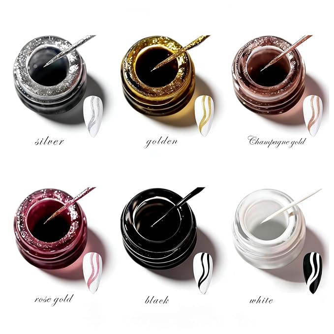 Set de esmaltes gel para uñas 6 pcs 8 ML efecto metálico miniatura 2