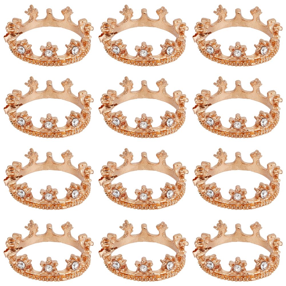 FREEBLOSS 12 Pcs Dollhouse Mini Crown Metal Mini Doll Crown Golden Tiny Miniature Crowns with Stars Princess Cake Topper Dolls Headwear Accessories 0.8 * 0.2''