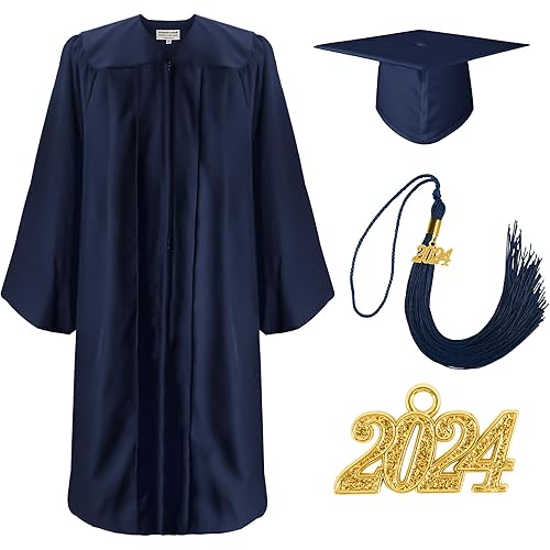 GraduationMall Graduation Cap and Gown with Pockets 2024 Tassel for High School & Bachelor,100% Recycled Material