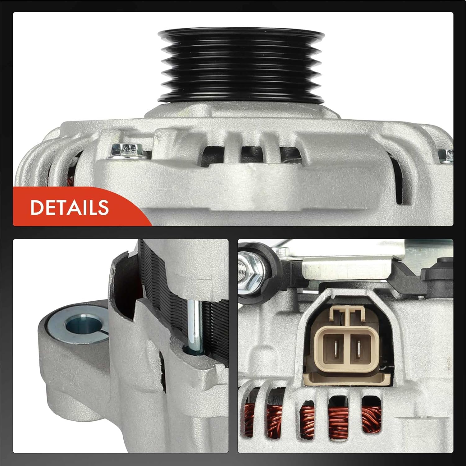 A-Premium Alternator Compatible with Mazda RX-7 RX7 1993 1994 1995 1.3L, 12V 100A 5-Groove Pulley Clockwise, Replace# A003T08591, N3A1-18-300A