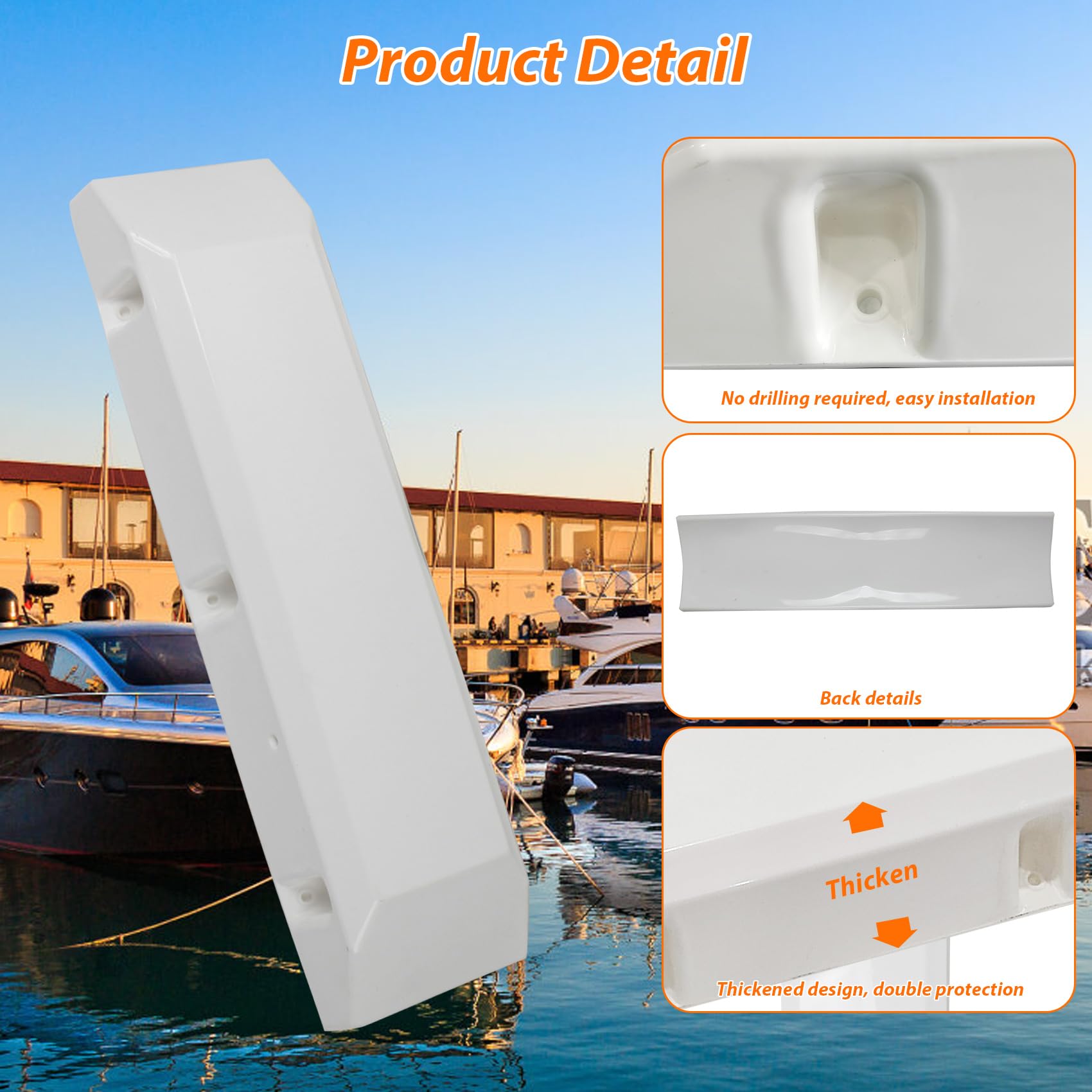 Dock Bumper Guard With Screws - 16" PVC Marine Bumper For Boat Dock Posts & Pilings