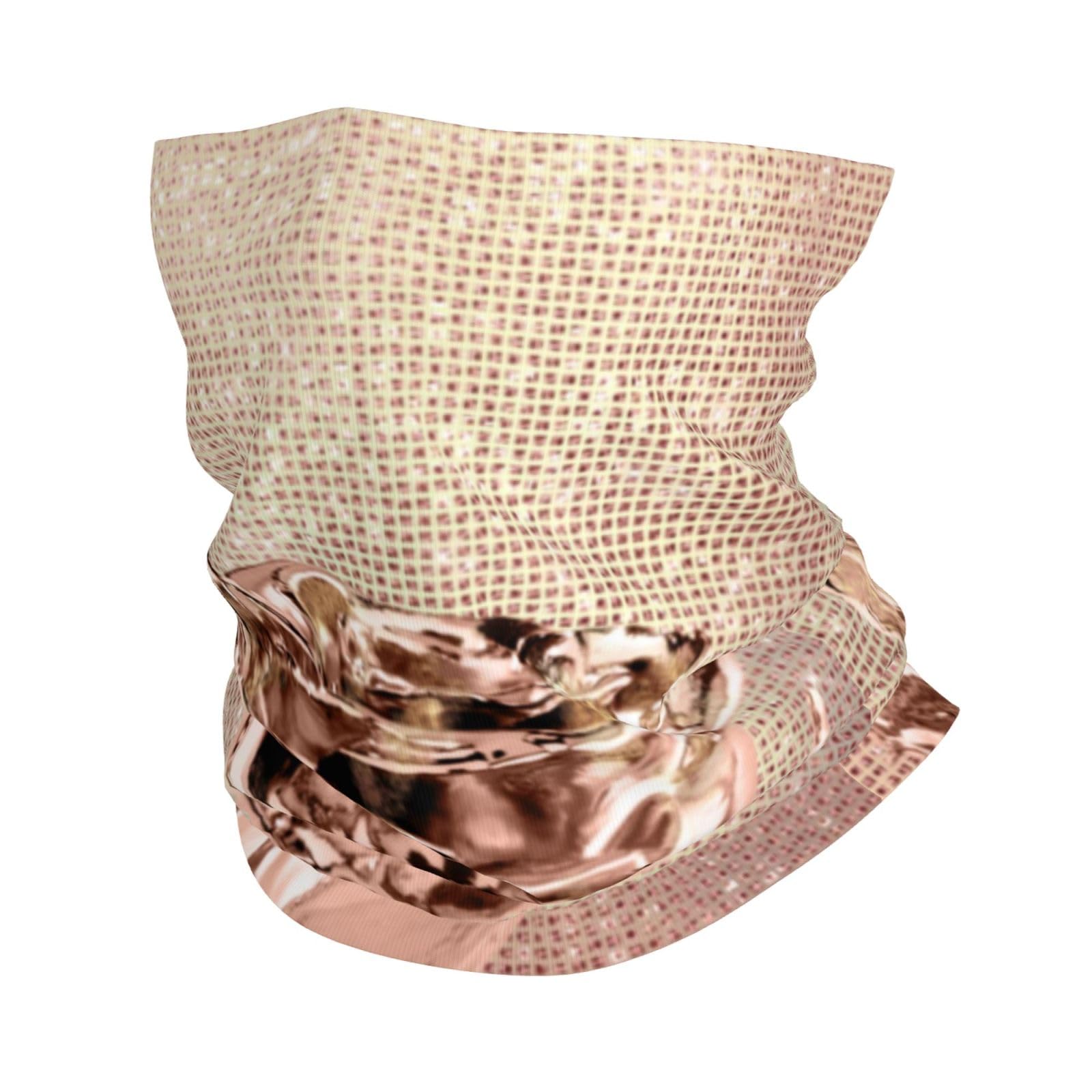 Poadnly Pink Rose Flower Gold Copper Sequin Sparkly, Bandana Neck Gaiter Soft Face Cover Neck Warmer Tube Half Face Mask