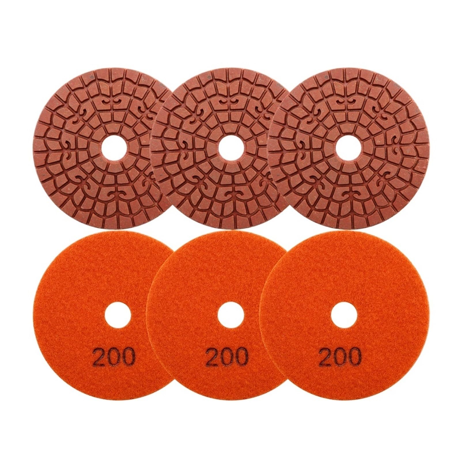 6szt Pad polerski #200 4"/100mm Pomyślny typ chmury Metalowa tarcza szlifierska na mokro Granit Marmur Kwarcowy kamień