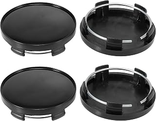 X AUTOHAUX 4pcs Black 59mm Dia 5 Clips Wheel Tyre Center Hub Caps Cover for Vehicle Car