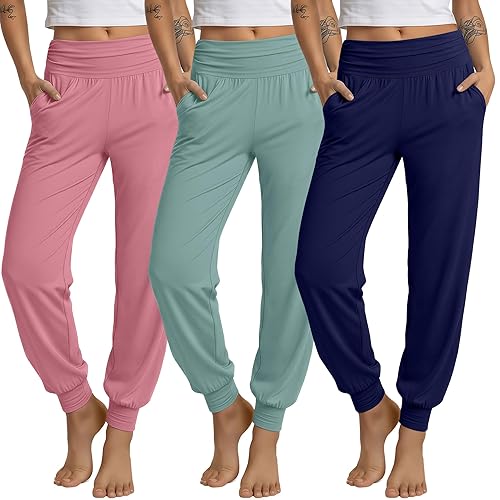 Ficerd 3 Pack Women's Lounge Pants Cozy Yoga Joggers with