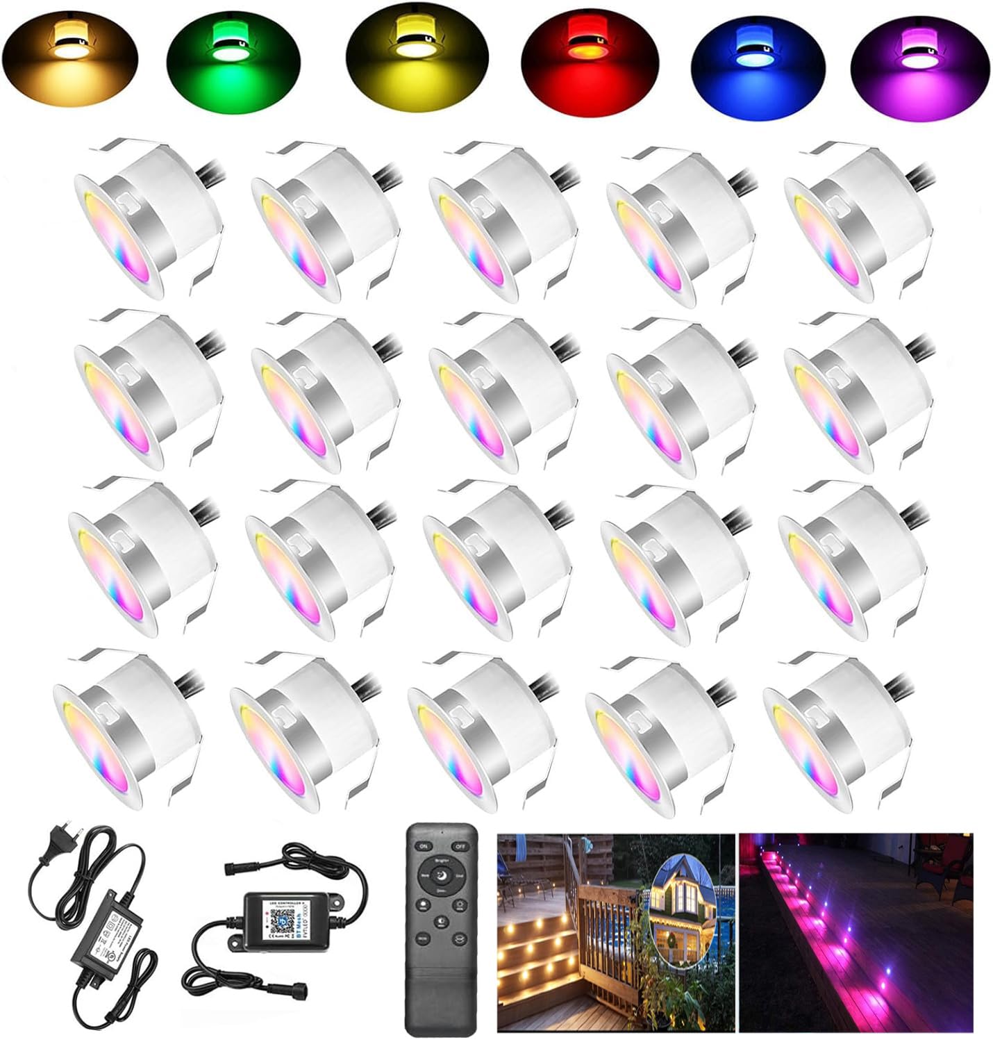 20x WIFI Kontroller RGBWW Dimmar LED Bodeneinbaustrahler