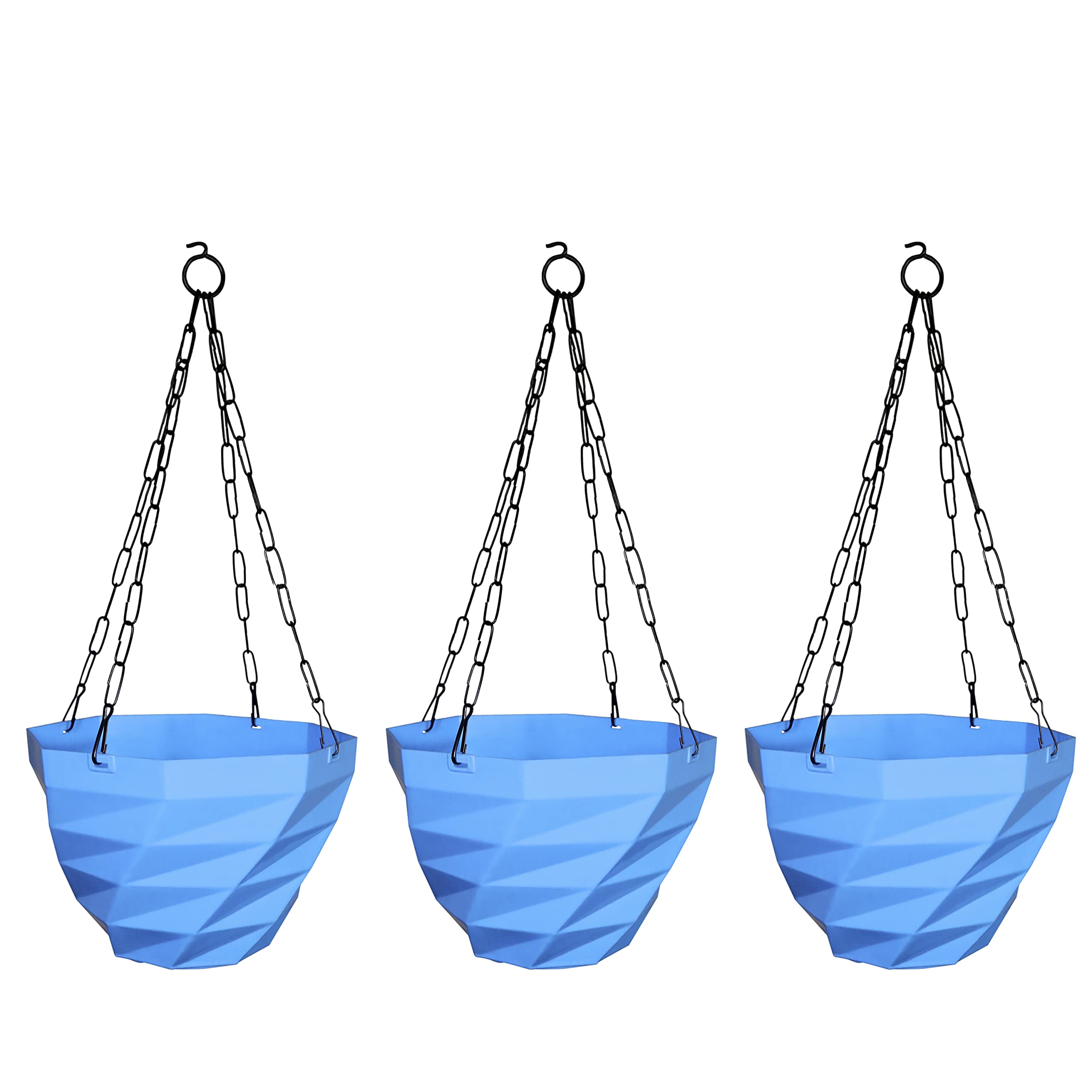 GREENRI 3DEE Nest Plastic Hanging Planter with Hook Chain, Pot Diameter - 8.5 Inch, Chain Length-15 Inch, (Pack of 3) UV Resistant Flower Hanging Pots for Home, Balcony & Garden Décor (Blue) (B09XQZCX95) Amazon Price History, Amazon Price Tracker