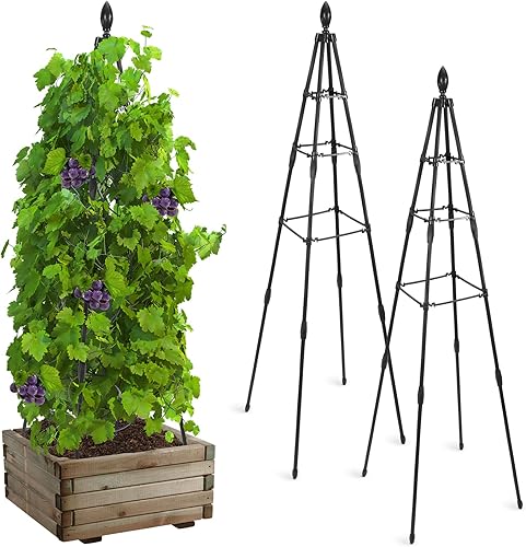 Enrejado para plantas trepadoras al aire libre, soporte de plantas de 47 pulgadas de alto para trepar vides y flores, enrejado de jardín de obelisco