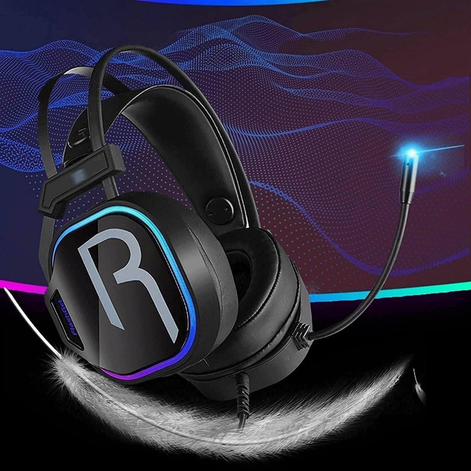 Cuffie da Gioco cablate, Cuffie for Computer con Microfono/Microfono con cancellazione del Rumore, Cuffie con Microfono con cancellazione del Rumore - Nere