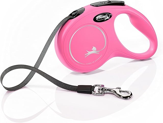 Flexi New Classic Tape Pink Small 5m Retractable Dog Leash/Lead for dogs up to 15kg/33lbs