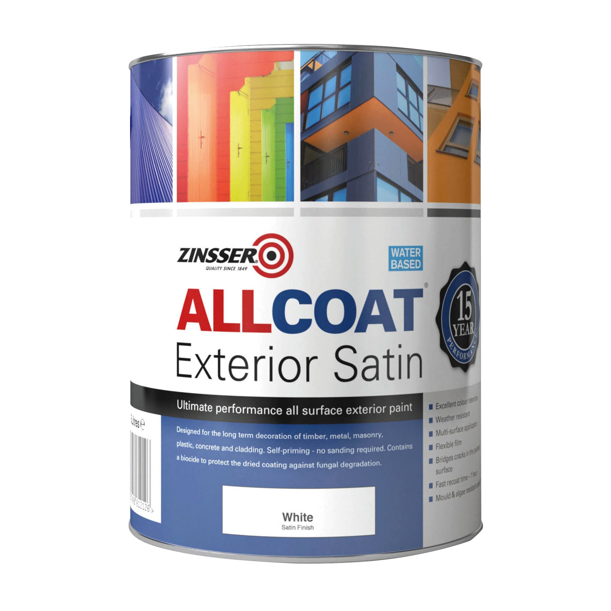 Zinsser White Allcoat Exterior Water Based Satin 1L
