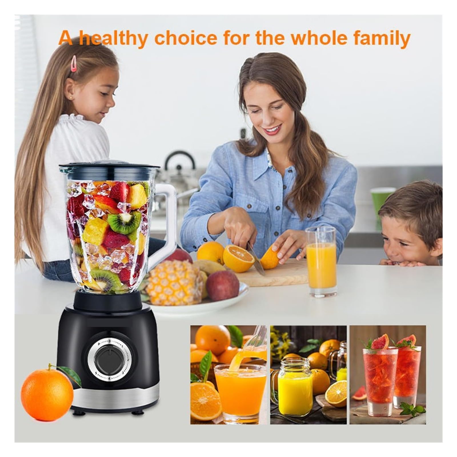 4-częściowy Wielofunkcyjny Blender Do Mielenia Żywności, Kruszenia Lodu I Sokowirówki, Odpowiedni Koktajli Mlecznych Napojów Owocowych, Mięs Sosów Pieczenie Bez WysiłKu