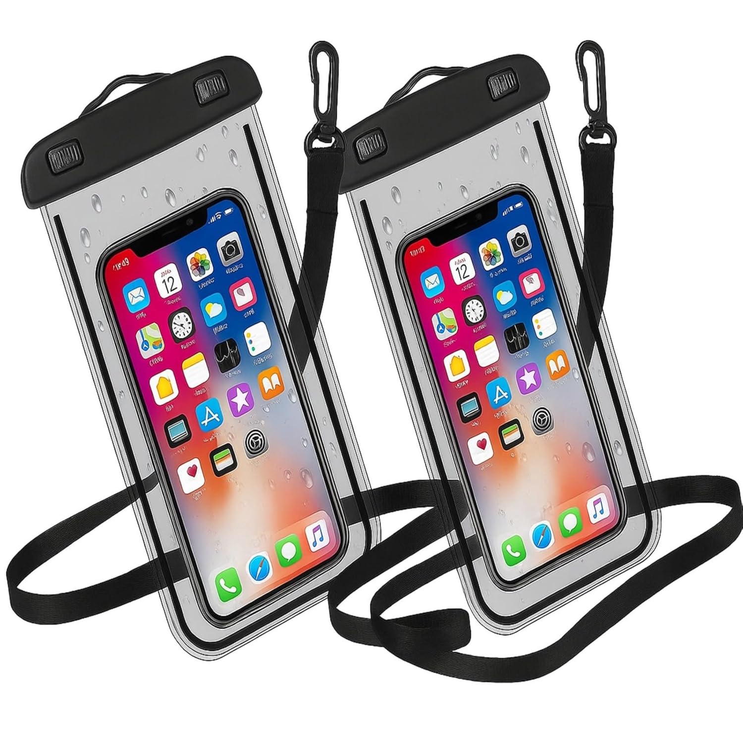 PulGos Pack of 2 BlackWaterproof Transparent Phone Cover Pouch with Lanyard -IPX8 Dry Bag Case for iPhone & Android, Touchscreen Friendly, 100% Waterproof, Universal Fit for Swimming, Water Sports PulGos Pack of 2 BlackWaterproof Transparent Phone Cover Pouch with Lanyard -IPX8 Dry Bag Case for iPhone & Android, Touchscreen Friendly, 100% Waterproof, Universal Fit for Swimming, Water Sports
