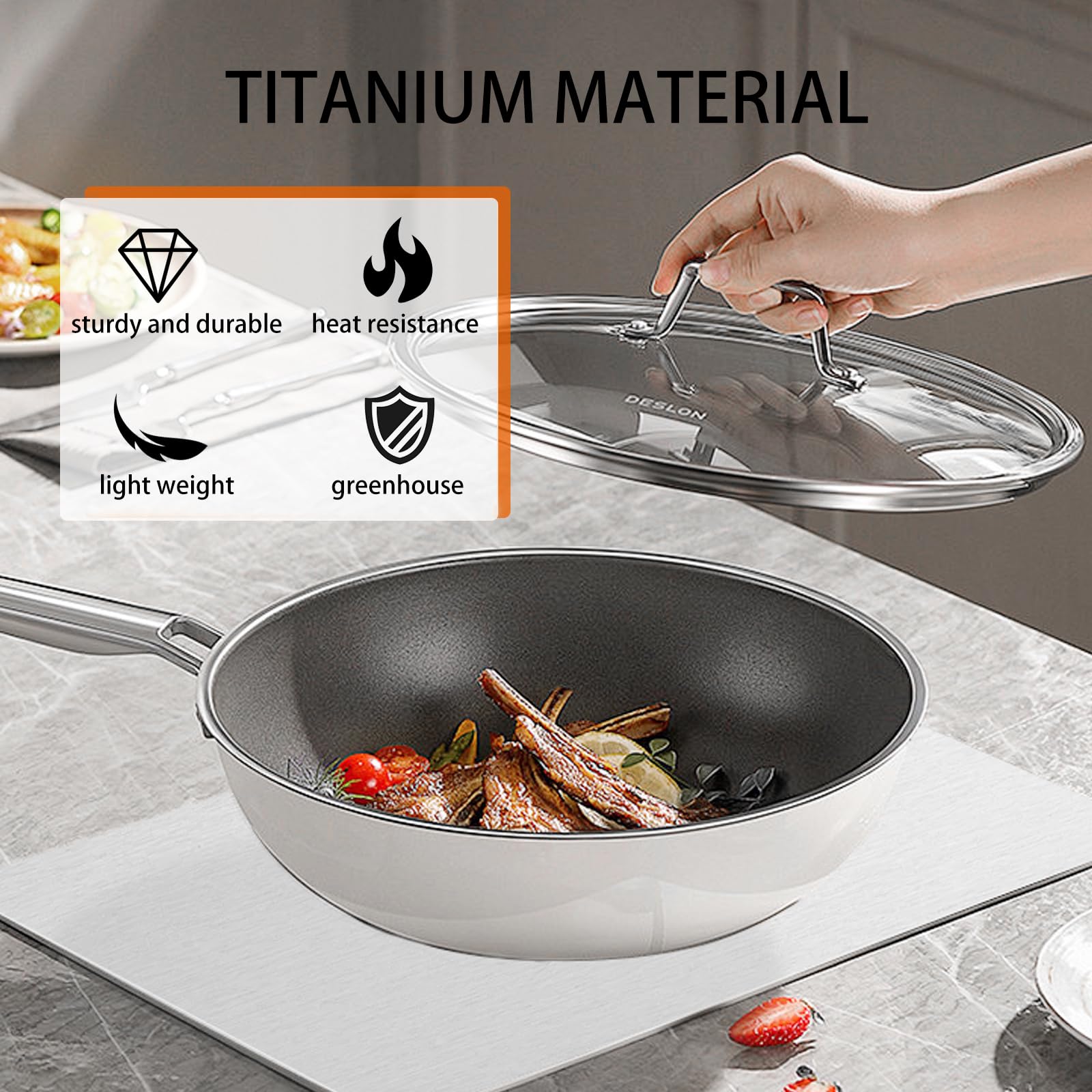Tabla de cortar de titanio, YOWOMTA para cocina, tabla de cortar de metal para carne, frutas y verduras