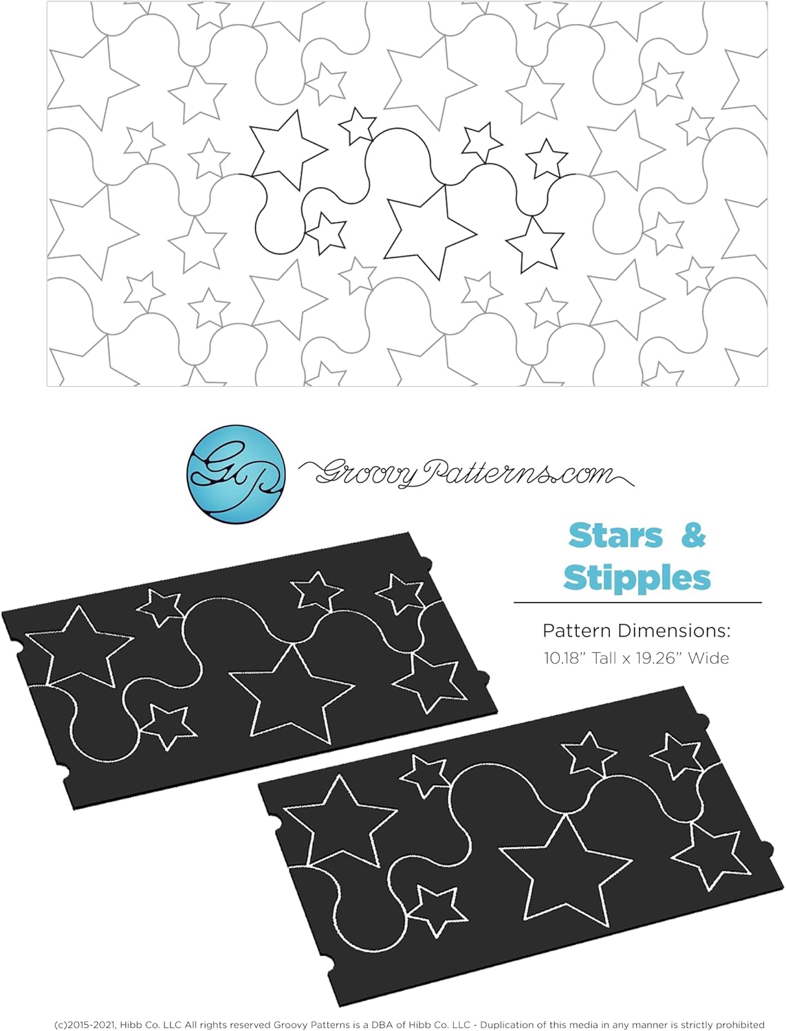 Groovy Patterns Stars and Stipples Patchwork Quilt Pattern - Long Arm Board Sewing Patterns - Quilting Templates Sewing Supplies