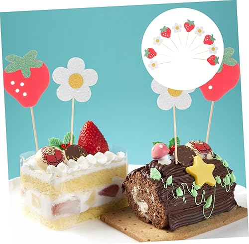 Miniatura 3 de Decoraciones de fresa para pastel de cumpleaños, 20 piezas de palillos de tartas, decoración de cupcakes de flores, suministros de fiesta