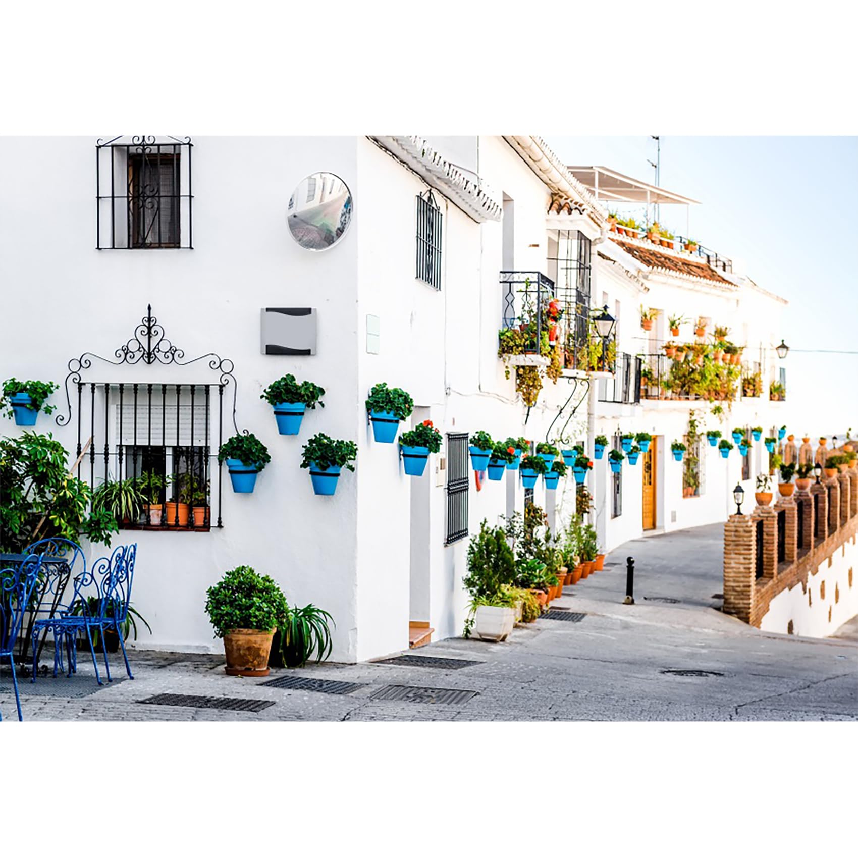 Baocicco Summer Wedding Backdrop Spain Village Street Backdrop 7x5ft Photography Background White House European Style Weeding Holiday Indoor Decors