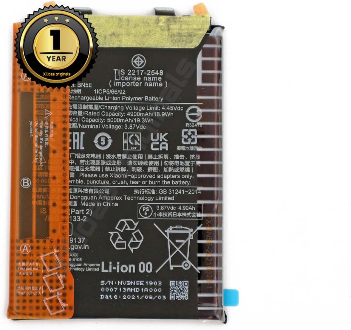 BN5E Battery for Redmi Note 11 Pro 5G 21091116I, 2201116SG / Poco X4 Pro 5G MZB0AWFIN 5000mAh Battery with 1 Year Warranty** (B269)