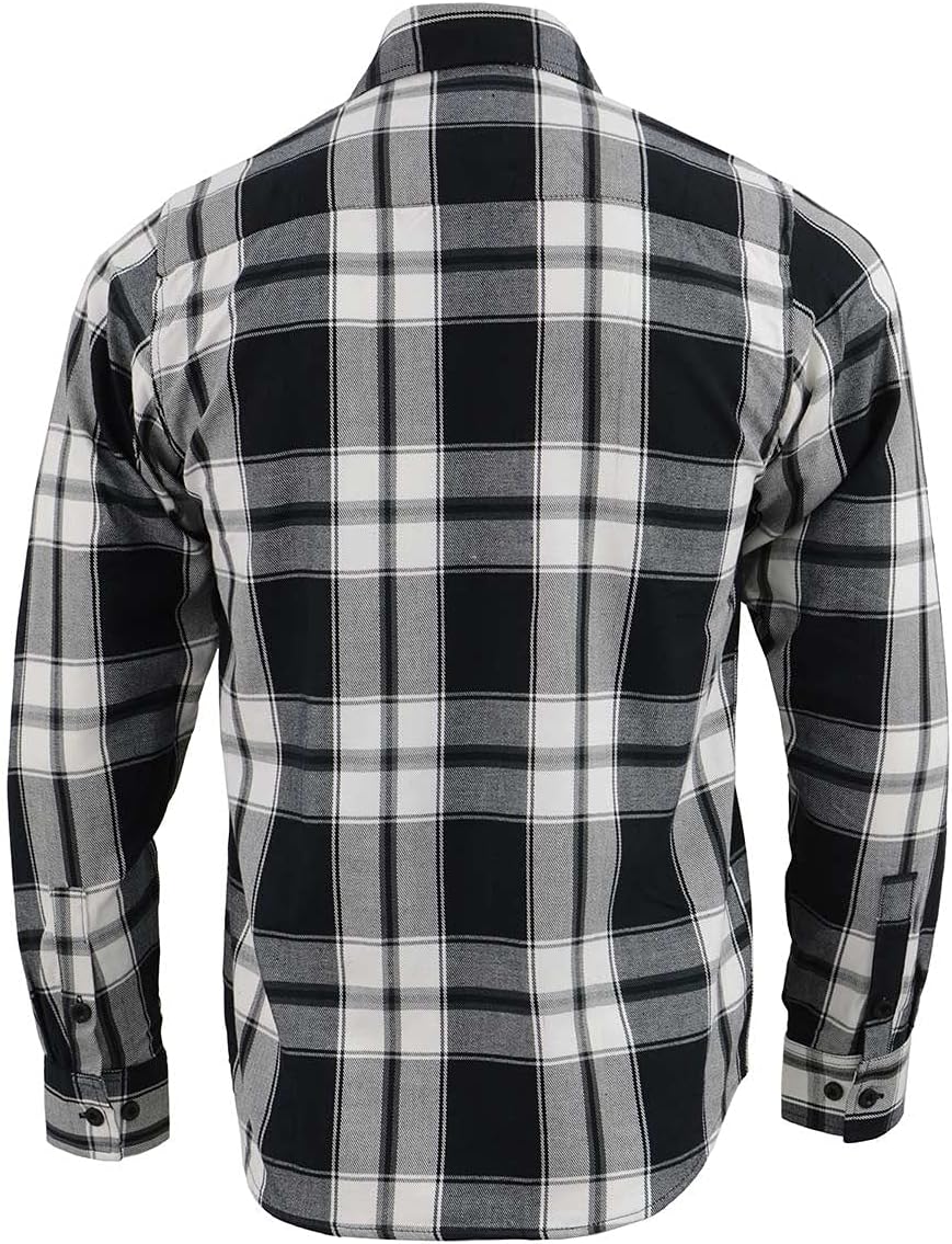 Milwaukee Leather MNG11644 Men's Flannel Plaid Black and White Long Sleeve Cotton Button Down Shirt - Image 2