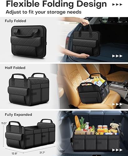 Miniatura 5 de HOTOR Organizador de maletero para SUV  Organizador de coche plegable y portátil y almacenamiento con 2 compartimentos, organizador de maletero de