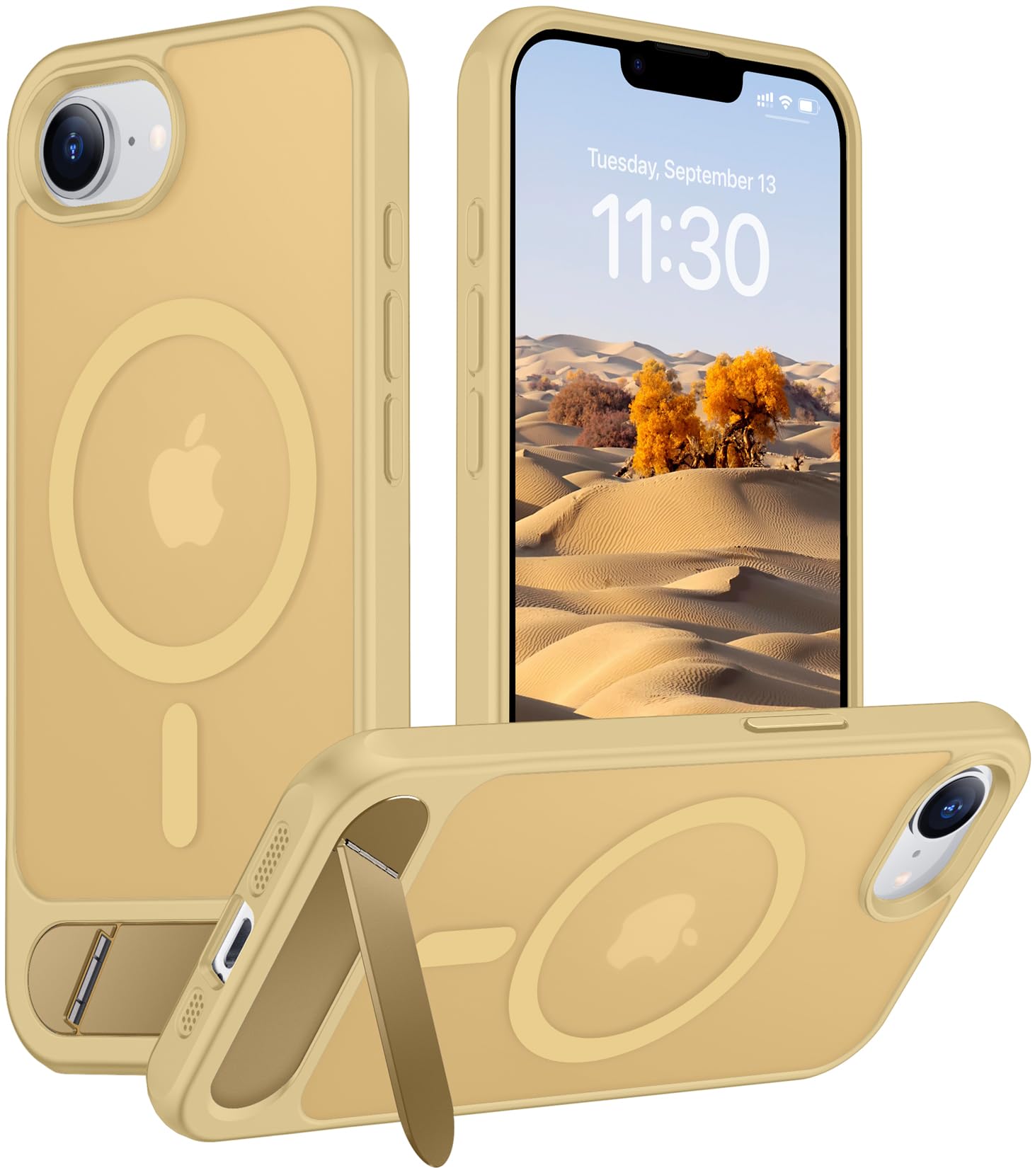Magnetic Compatible with iPhone 17e Case &amp; iPhone 16e Case,[Built-in Invisible Kickstand][Compatible with MagSafe][Military Grade Shockproof] Slim Translucent Matte Case for iPhone 16e/17e 6.1"
