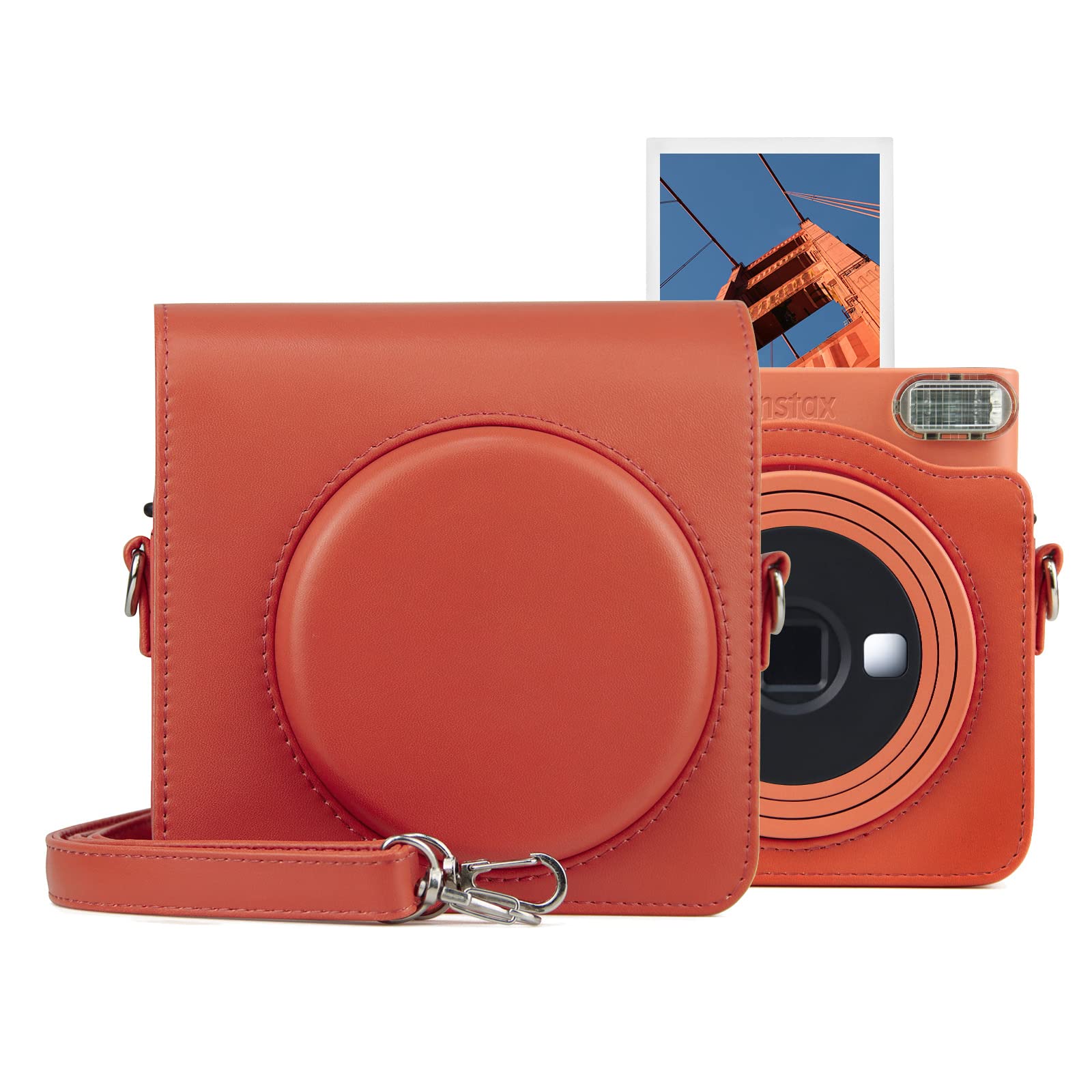 Étui En Cuir PU Pour Fujifilm Instax Square SQ1 - Avec Bandoulière, Couvercle Amovible - Protection Et Style