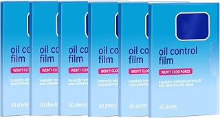 6 Packs Oil Blotting Papers for Face (360 Sheets) - Oil Absorbing Blotting Sheets for Oily Skin, Makeup-Friendly & Portable Oil Wipes